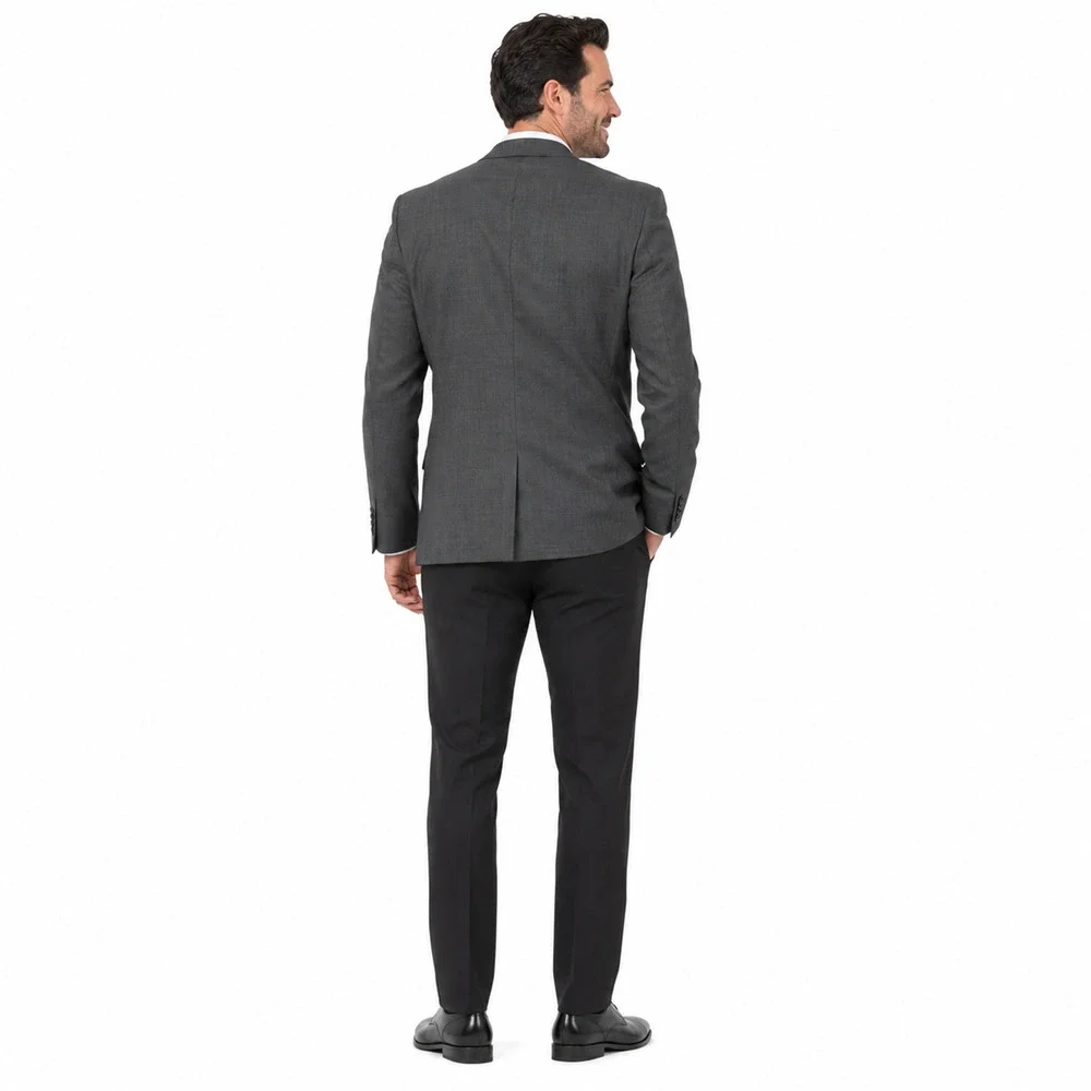 Lauren Ralph Lauren Mens Blazer Jacket Sz 40R Gray Wool Blend Ultraflex Stretch